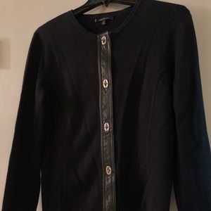 Ann klein leather trim jacket-black